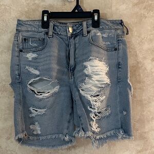 American Eagle Outfitters Light Blue Distressed Jean Shorts